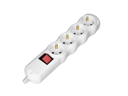 Bijeli razdjelnik s 4 utičnice i prekidačem