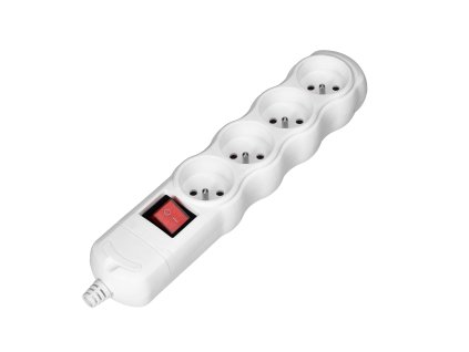 Bijeli razvodnik s 4 utičnice s prekidačem