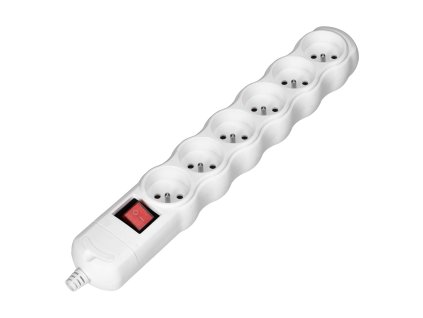 Prenaponska zaštita s 6 utičnica s prekidačem, bijela