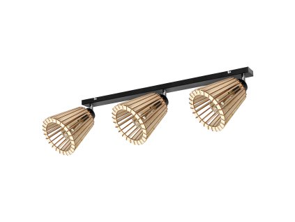 Crna drvena svjetiljka E27 3x60W strop/zid