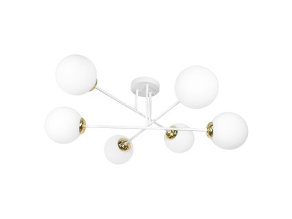 Bijeli i zlatni viseći luster 6x60W E27