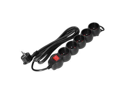 Produžni kabel 5 utičnica, 1.5m, crni, 16A