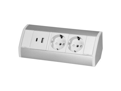 Utičnica s USB punjačem, bijelo-srebrna