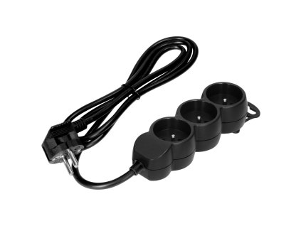 Produžni kabel 3x2P+E, 1.4m, H05VV-F, 3x1mm2, crni