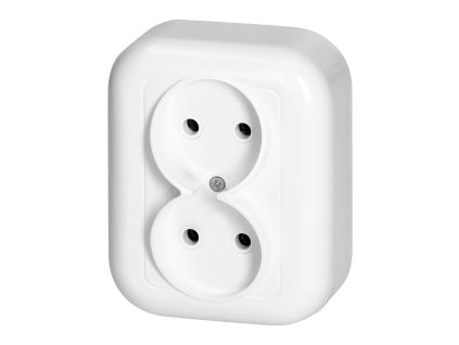 Površinska dvostruka utičnica 2P, 16A, 250V, bijela