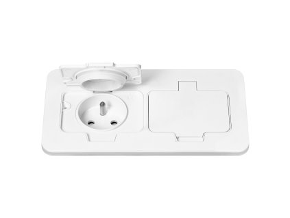 Hermetička, ugradbena dvostruka utičnica, pravokutna, IP55, 2x2P+E (francuska), bijela