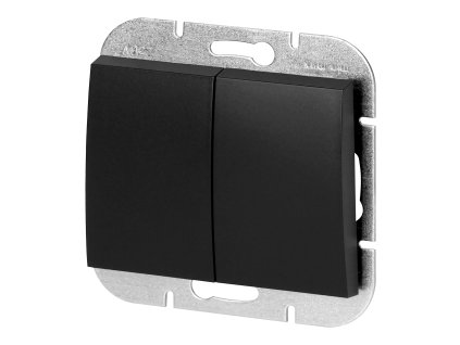 Ugradbeni dvostruki prekidač Onyx, 10A, 250V, WP-2O, crni