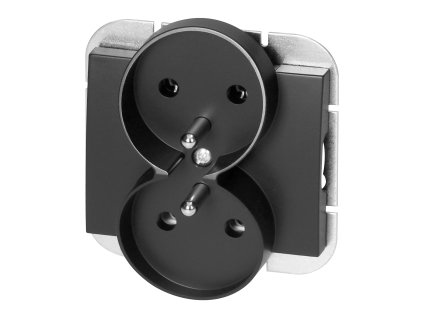 Dvostruka utičnica ugradbene montaže 2x2P+E Onyx, 16A, 250V, PT-6OR, crna