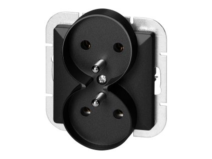 Dvostruka zidna utičnica 2x2P+E Pearl, 16A, 250V, PT-6 PR, crna