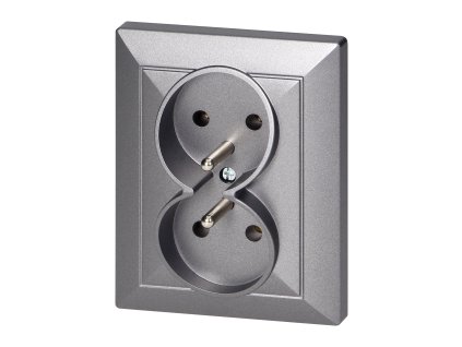 Dvostruka ugradbena utičnica 2x2P+E Pearl, 16A, 250V, PT-6 P, antracit