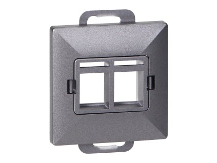 Poklopac + Dvostruka utičnica tele-komp. RJ-45 Bisera, PC+ARJ45/P2, antracit