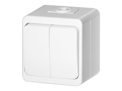 Površinski dvostruki prekidač 10A, 250V, IP44, SMART, bijeli