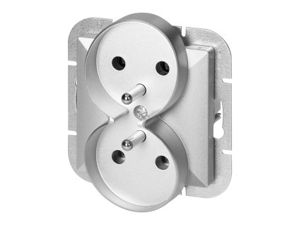 Dvostruka ugradna utičnica 2x2P+E Pearl, 16A, 250V, PT-6 PR, srebrna