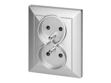 Ugradbena dvostruka utičnica 2x2P+E Pearl, 16A, 250V, PT-6 P, srebrna