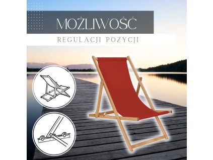 172990 dc0006brg lezak drewniany skladany impregnowany burgundowy M0