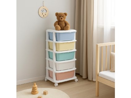 180734 ha0213 mobilna szafka na kolkach z 5 szufladami M0