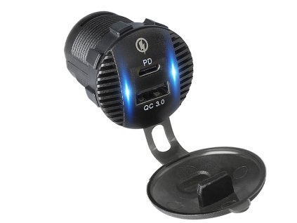 USB+USB-C punjač za auto s montažom