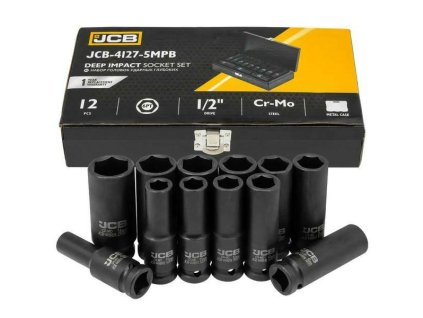 JCB Set UDARNIH GLAVA DUBOKIH 1/2" Cr-Mo 6-šiljatih 12 KOMADA