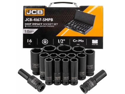 JCB Set UDARNIH GLAVA DUBOKIH 1/2" Cr-Mo 6-krakih 16 KOMADA