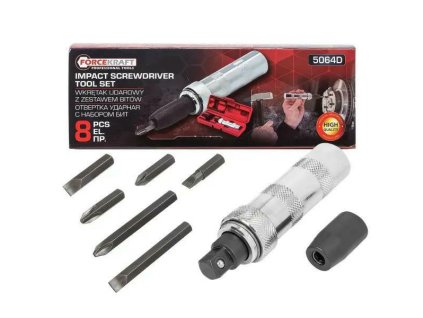 FORCEKRAFT Udarni odvijač 1/2" s KITSOM bitova i ADAPTEROM 8 KOMADA