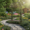 VRTNA PERGOLA S KLUPICOM 123 x 63 x 252 CM ANTIČKI BRONČAN*1456