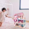 Domek dla lalek drewniany MDF mebelki 70cm rozowy LED 175270