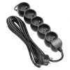 Produžni kabel s 5 utičnica, 5m, crni