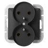 Dvostruka zidna utičnica 2x2P+E Pearl, 16A, 250V, PT-6 PR, crna