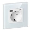 Zidna utičnica 2P+Z s USB-A + USB-C punjačem, Schuko, 5V DC, 3A, bijela