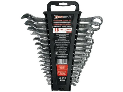 Lapátoló kulcskészlet, 16 db (6-19, 22, 24 mm) műanyag tartóban