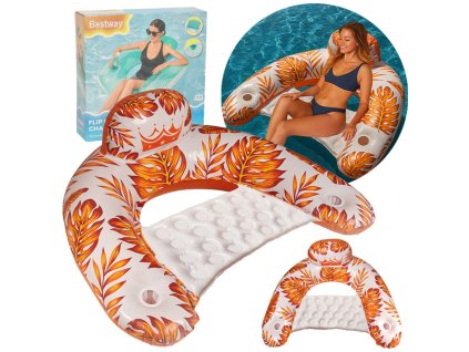 Krzeslo do plywania fotel lezak hamak wodny pomaranczowy 173889