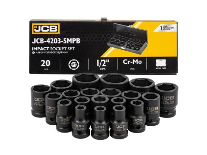 JCB 1/2" Cr-Mo 6-szögletű ütőfej készlet 20 elem 8-32mm