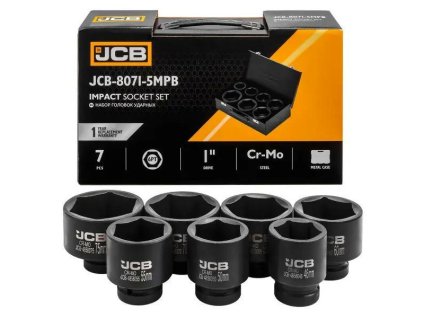 JCB 1"-os Cr-Mo hatszögletű ütőfej készlet 7 darab 46-75 mm-ig