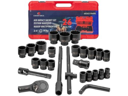 set of 3%252F4 12 angle impact sockets 17 65mm 26el case