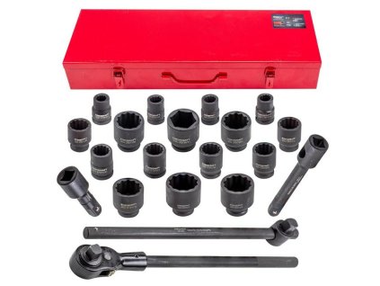 Fúrókalapács készlet 3/4" 12-szögletű 17-50mm 21 darabos táskával