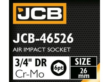 JCB 3/4" 26mm 6-szögletű Cr-Mo Ütőfej NÁSTRČNÝ Kulcs