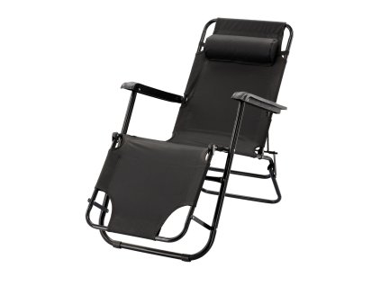 Fekete Összecsukható Fekvőágy Fejtámasszal *7838