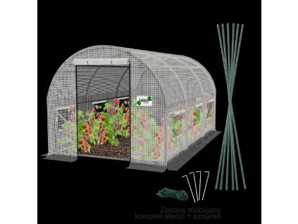FEHÉR KERTI FÓLIÁS TÜNELL 3 SZEGMENSZES 3 x 2 x 2 M *5569