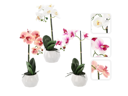MŰNÖVÉNY - ORCHIDEA MIX 3 SZÍN 42 CM 1 DBSZ
