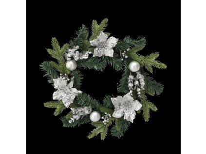 Karácsonyi Koszorú 40 cm Ezüst *2309