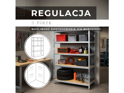 180766 ha5260 regal 150 x 75 x 30 cm 5 polek M0