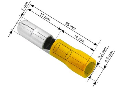Csatlakozó szigetelt dugó 5,0/25 mm sárga