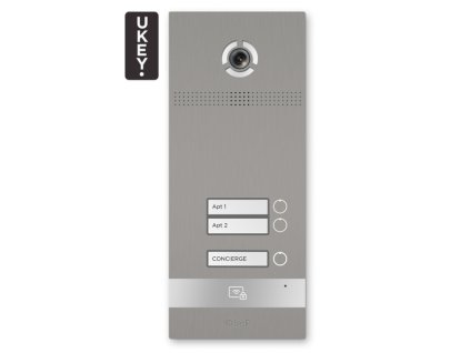 BI-02FB SILVER - IP kapu panel, 2-felhasználós, UKEY, SIP 2.0 - BasIP