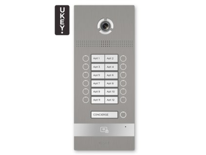 BI-12FB SILVER - IP kaputelefon panel, 12 lakásos, UKEY, SIP 2.0 - BasIP