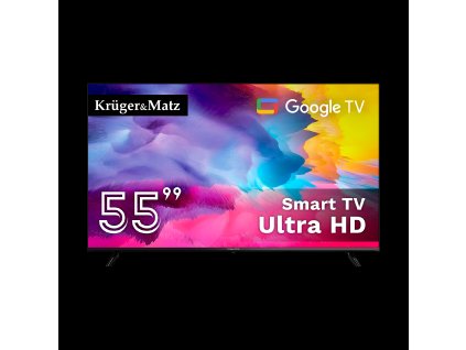 Intelligens TV Kruger&Matz 55" UHD Google TV DVB-T2/T/C H.265 HEVC