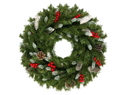 Karácsonyi koszorú 50 cm, fenyőtoboz, csipkebogyó Plonos 4837