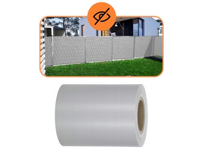 Fedőszalag kerítéshez világosszürke19cmX35m 450g/m2 20 CLIPS FN0002