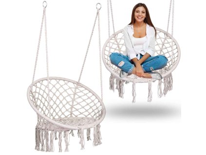 BOHO bézs színű függő hintaszék