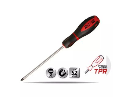 Lapos csavarhúzó 4x100mm, acélS2, két anyagból készült markolat 17W001