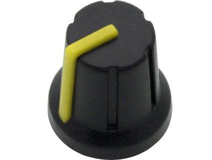 N-1 tengelyű potenciométer gombja 6 mm sárga 16 mm